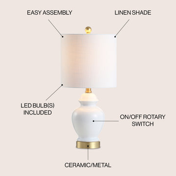 Perry 20" Ceramic/Metal LED Table Lamp - JONATHAN Y